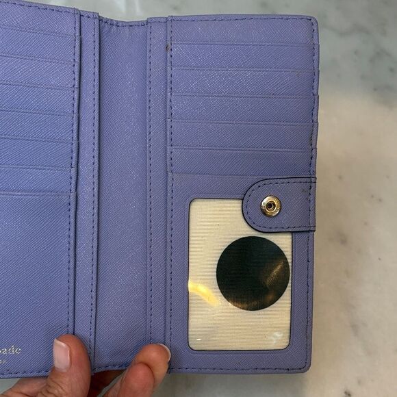 Kate Spade Cross Grain Leather Slim Sleek Snap & Zip Clutch Wallet - Picture 14 of 16